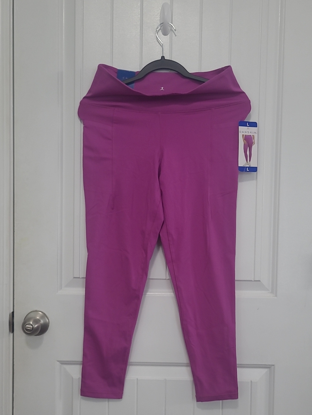 Danskin Women's High-Rise Magenta Foldover Waist Leggings